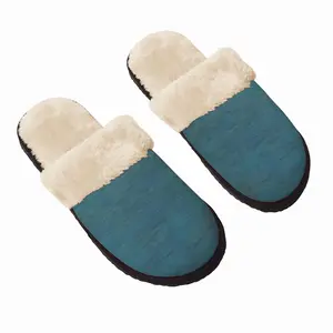 Men Aqua Blue Fuzzy Slippers