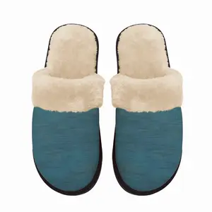 Men Aqua Blue Fuzzy Slippers