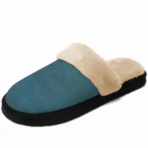 Men Aqua Blue Fuzzy Slippers