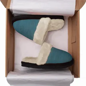 Men Aqua Blue Fuzzy Slippers