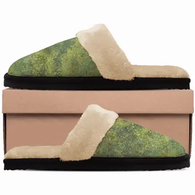 Men Hammered Green Fuzzy Slippers