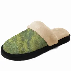 Men Hammered Green Fuzzy Slippers