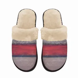 Men Red Divide Fuzzy Slippers