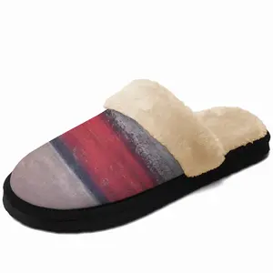 Men Red Divide Fuzzy Slippers