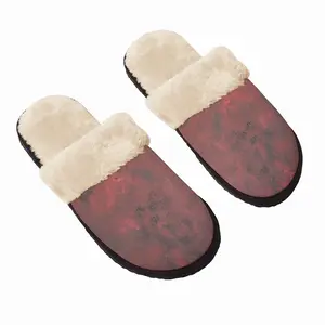 Men African Red Fuzzy Slippers