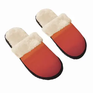 Men Orange On Red Fuzzy Slippers