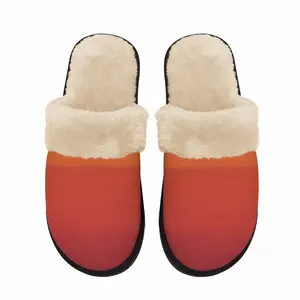 Men Orange On Red Fuzzy Slippers