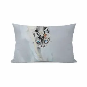 Cat With Fish Polyester Pillow (Rectangle, Multi-Size)