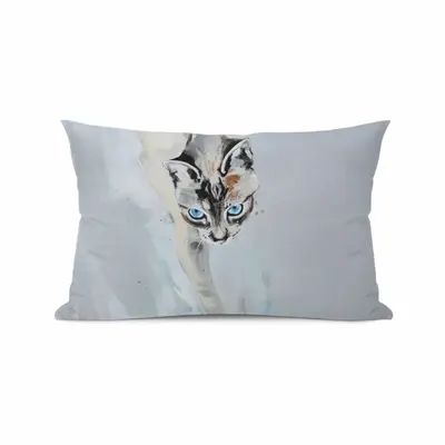 Cat With Fish Polyester Pillow (Rectangle, Multi-Size)