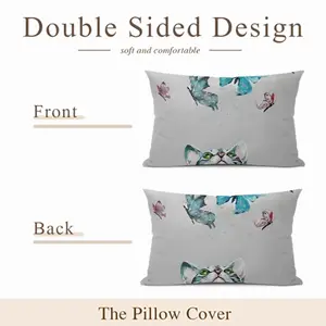 Cat And Butterflies Polyester Pillow (Rectangle, Multi-Size)