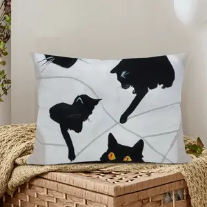 Cats With Thread Polyester Pillow (Rectangle, Multi-Size)