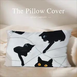 Cats With Thread Polyester Pillow (Rectangle, Multi-Size)