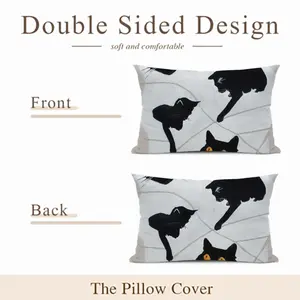 Cats With Thread Polyester Pillow (Rectangle, Multi-Size)