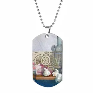 Still Life With Garlic Dog Tag Pendant