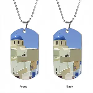 Santorini Oia Church Dog Tag Pendant