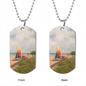 Sailboat On Miami Beach Dog Tag Pendant