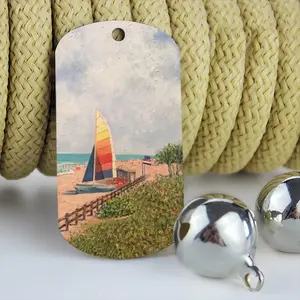 Sailboat On Miami Beach Dog Tag Pendant