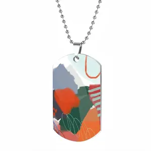 Modern Extra Large Orange Dog Tag Pendant