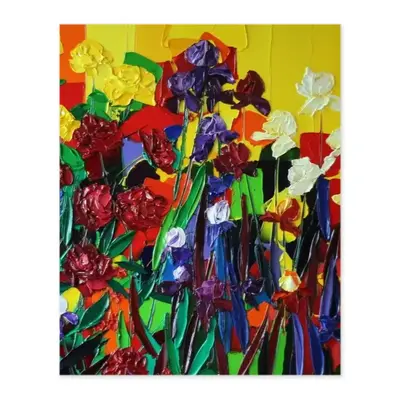 Irises And Peonies The Painter Garden Digital Painting (Vertical)