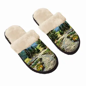 Men Scenic Mountain River Fuzzy Slippers