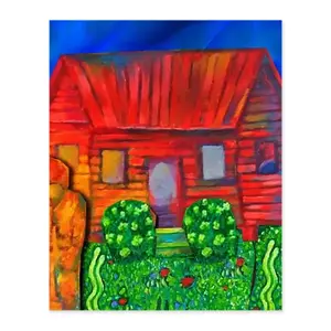 Red House With Miles Digital Painting (Vertical)