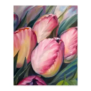 Pink Tulips Digital Painting (Vertical)