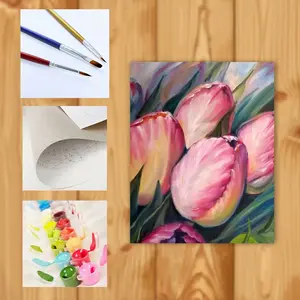 Pink Tulips Digital Painting (Vertical)