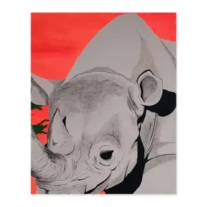 Rhinoceros Animals Wild Africa Tanzania Namibia Digital Painting (Vertical)