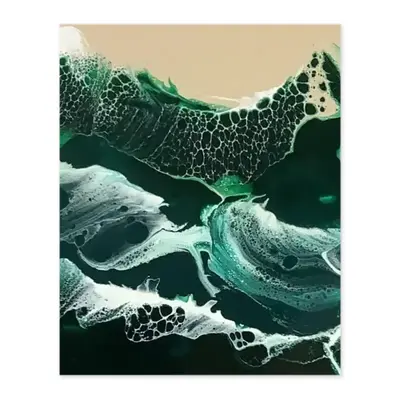 Green Waves Digital Painting (Vertical)