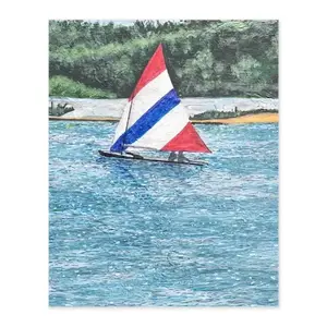 Sailboat At Holmes Digital Painting (Vertical)