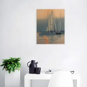 Sailboats With Sun Reflection Digital Painting (Vertical)