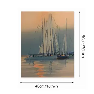 Sailboats With Sun Reflection Digital Painting (Vertical)