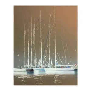 Sailboats In Ocre Digital Painting (Vertical)