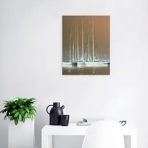 Sailboats In Ocre Digital Painting (Vertical)