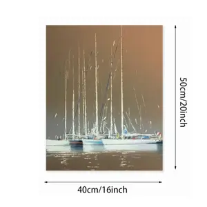 Sailboats In Ocre Digital Painting (Vertical)