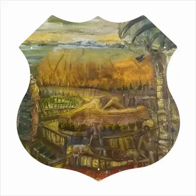 Prohibited Shield Shaped Iron Painting