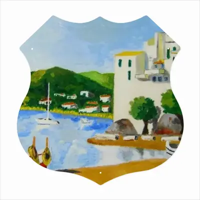 Cadaques (Spain) Shield Shaped Iron Painting