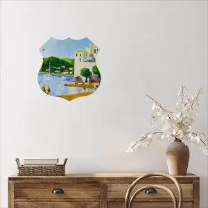 Cadaques (Spain) Shield Shaped Iron Painting