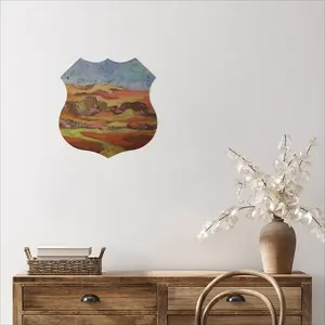 Mountain Range Shield Shaped Iron Painting