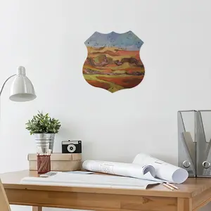 Mountain Range Shield Shaped Iron Painting