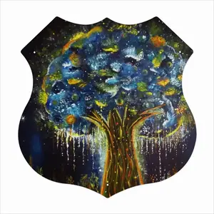 Tree Of Life Shield Shaped Iron Painting