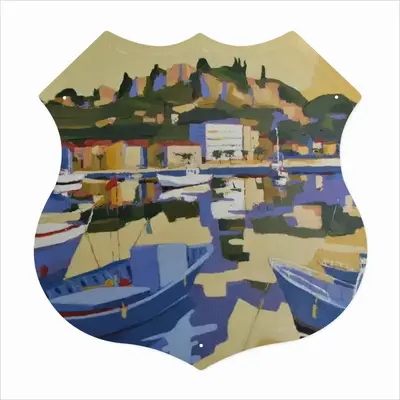 Cassis Harbor Shield Shaped Iron Painting