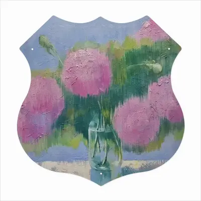 Peonies Shield Shaped Iron Painting