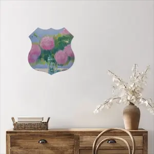 Peonies Shield Shaped Iron Painting