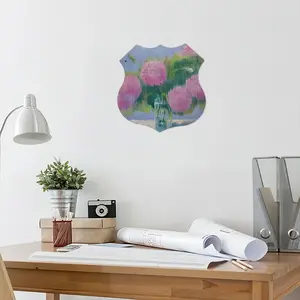 Peonies Shield Shaped Iron Painting