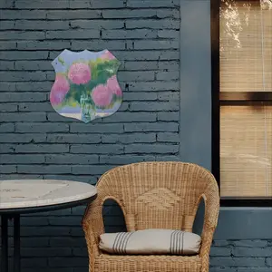 Peonies Shield Shaped Iron Painting