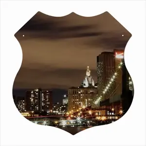 New York New York Shield Shaped Iron Painting