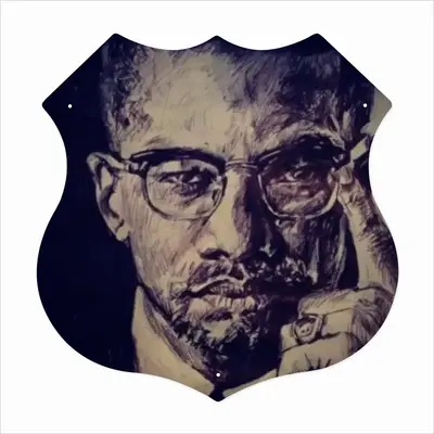 Malcolm X Portrait Shield Shaped Iron Painting