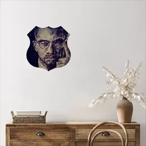 Malcolm X Portrait Shield Shaped Iron Painting