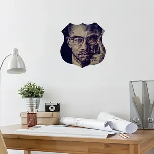 Malcolm X Portrait Shield Shaped Iron Painting